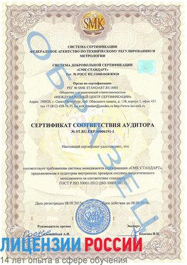 Образец сертификата соответствия аудитора №ST.RU.EXP.00006191-1 Кизел Сертификат ISO 50001